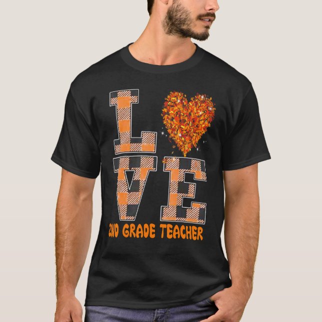 Coola Fall Parabildator Cute Fall Lärare 2:a Klass T Shirt (Framsida)