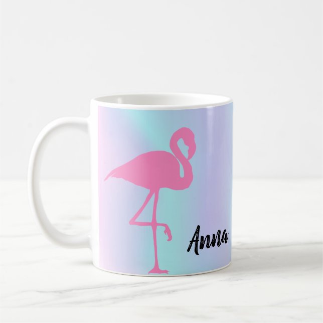 Coola Fantastisk Holografi, Rosa Flamingo Kaffemugg (Vänster)