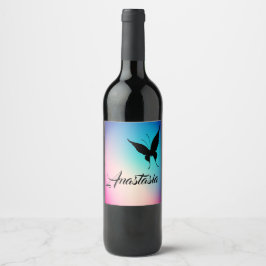 Coola, Fantastisk, regnbågsfjäril Vinflaska Etikett