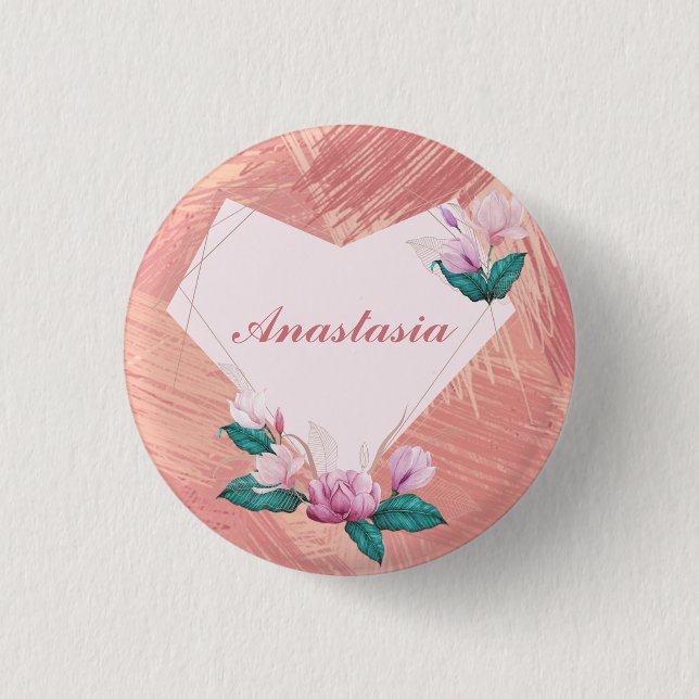 Coola, Fantastisk, Rosa Hjärtsvit namn Knapp (Framsida)