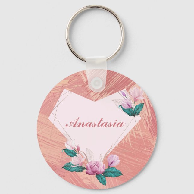 Coola, Fantastisk, Rosa Hjärtsvit namn Nyckelring (Framsida)