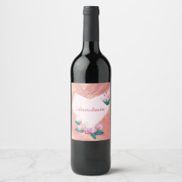 Coola, Fantastisk, Rosa Hjärtsvit namn Vinflaska Etikett