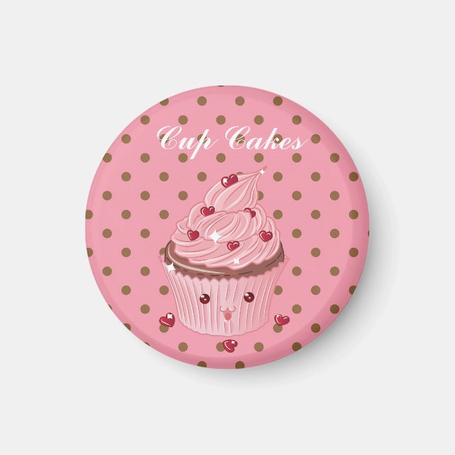Coola, Fantastisk Rosa Kopp Cakes Magnet (Framsidan)