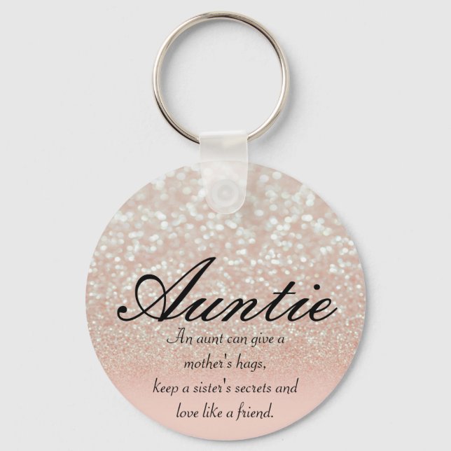Coola, Fantastisk, Rosa Sparkly Auntie Nyckelring (Framsida)
