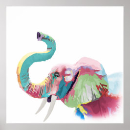 Coola fantastisk trendig färglöst, vibrerande elef poster