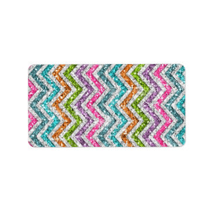 Coola fantastisk trendig ljusa färger chevron zig adressetikett