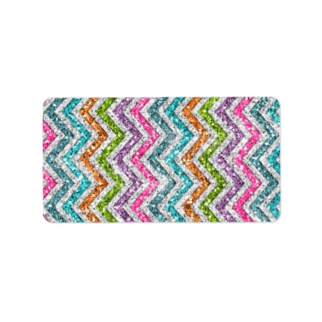 Coola fantastisk trendig ljusa färger chevron zigz adressetikett (Framsidan)