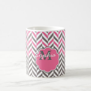 Coola fantastisk trendig monogram herringbone zigz kaffemugg