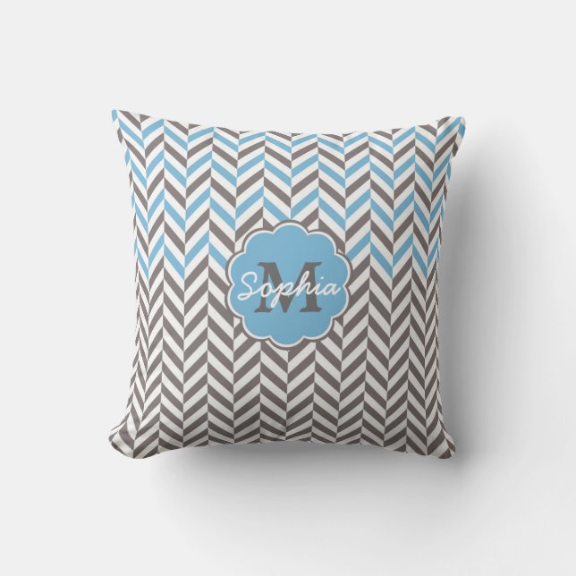 Coola fantastisk trendig monogram herringbone zigz kudde (Framsida)