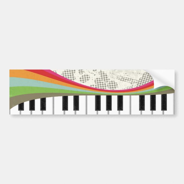 Coola fantastisk trendig piano retro färg rand bildekal (Framsidan)