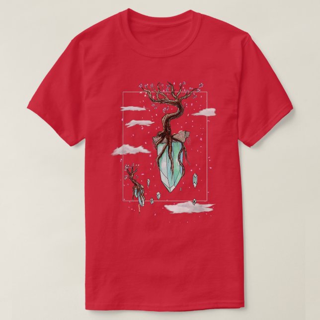 Coola Fantasy Flytande Crystals Sakura Träd T Shirt (Design framsida)