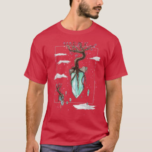 Coola Fantasy Flytande Crystals Sakura Träd T Shirt