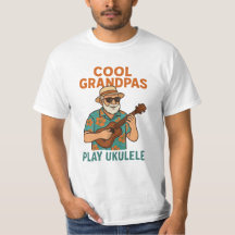 Coola farfar spelar ukulele roligt