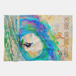 Coola Färg Abstrakt Surfer i cylindervåg Kökshandduk