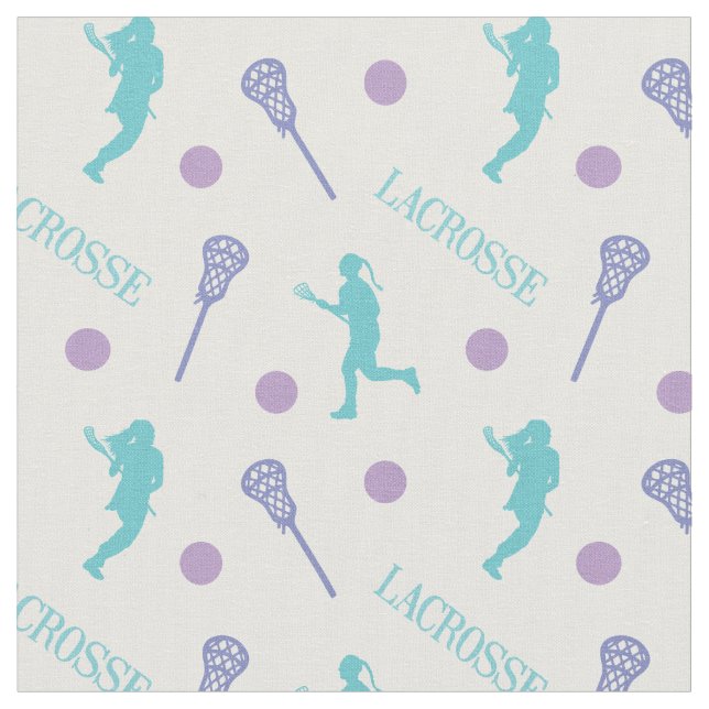 Coola Färg Female Lacrosse Player Mönster Tyg (Närbild)