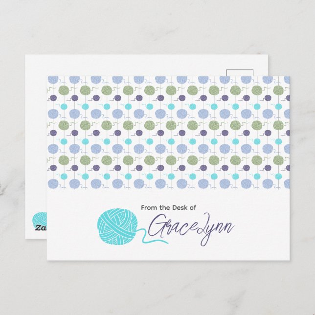 Coola Färg Garn Boll String Vykort (Fram/baksida)