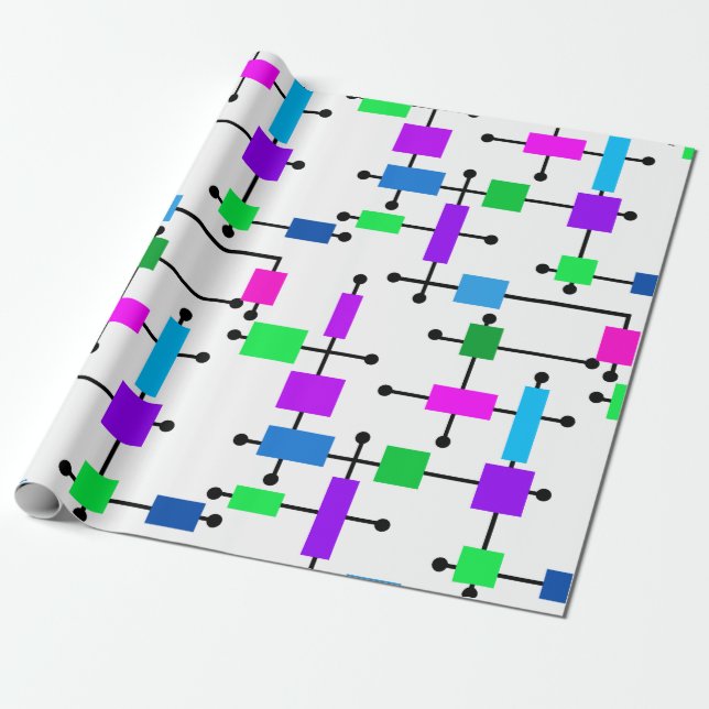 Coola Färg Grid Presentpapper (Utrullad)