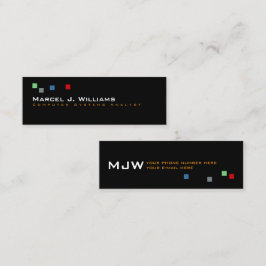 coola färg pixlar modern professionell svart mini visitkort