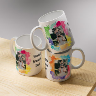 Coola Färg vattenfärg Stänk Photo Fars dag Kaffemugg