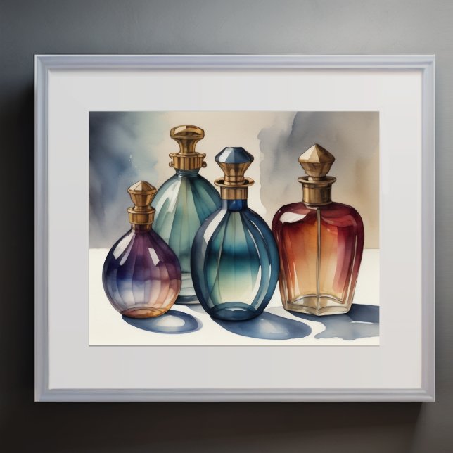 Coola Färg Watercolor Glass Flaskor 5:4 Poster (Skapare uppladdad)