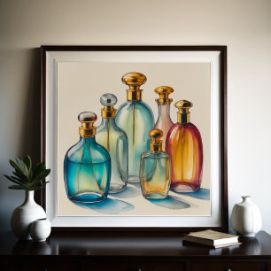 Coola Färg Watercolor Glass Flaskor II Poster