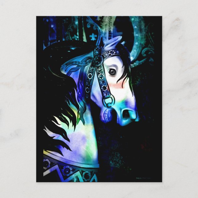 Coola Färger Carousel Horse Vykort (Framsida)