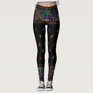 Coola Färgfärgad Paisley Mönster Leggings