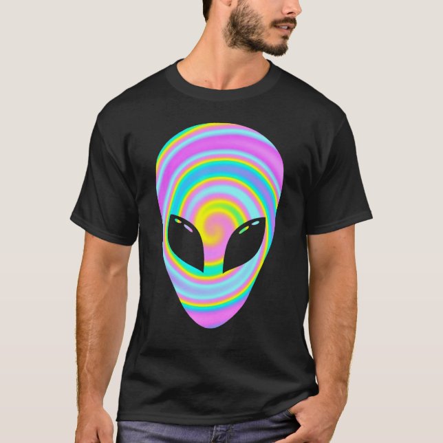 Coola Färgfull Alien Head Alien Rave Edm Party Bel T Shirt (Framsida)