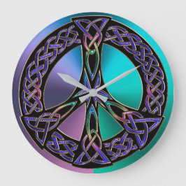 Coola Färgfull Celtic Knot Fredstecken Clock Stor Klocka