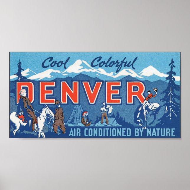 Coola Färgfull Denver Travel Poster (Framsidan)