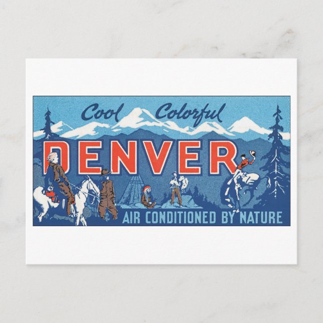 Coola Färgfull Denver Travel Poster Vykort (Framsida)