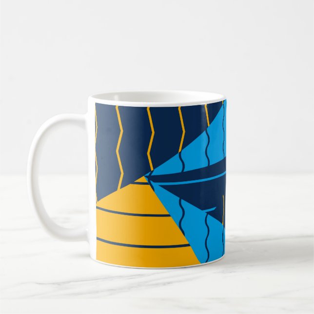 Coola Färgfyllda geometriska former och Linjer Kaffemugg (Vänster)