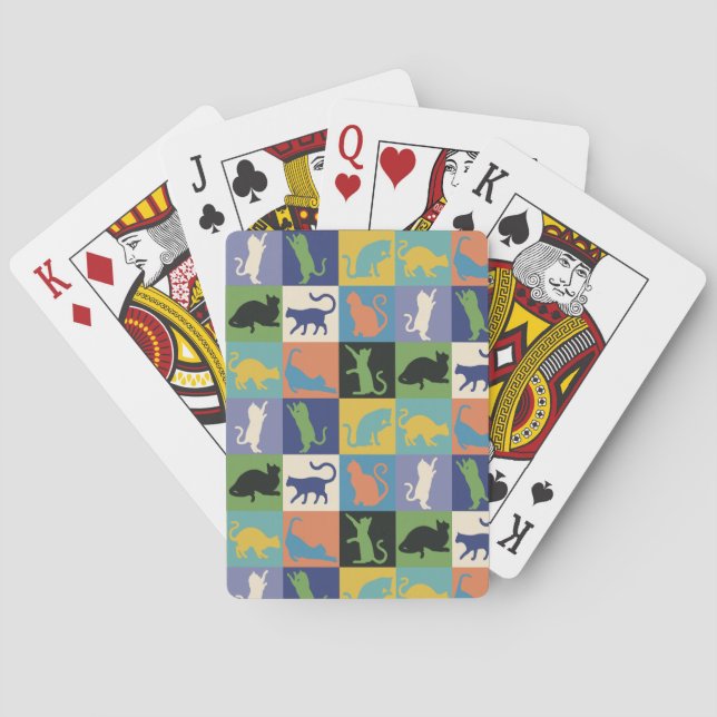 Coola: Färgfyllda katthylletter i kvadratiska kvad Casinokort (Baksidan)