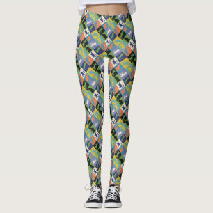 Coola: Färgfyllda katthylletter i kvadratiska kvad Leggings