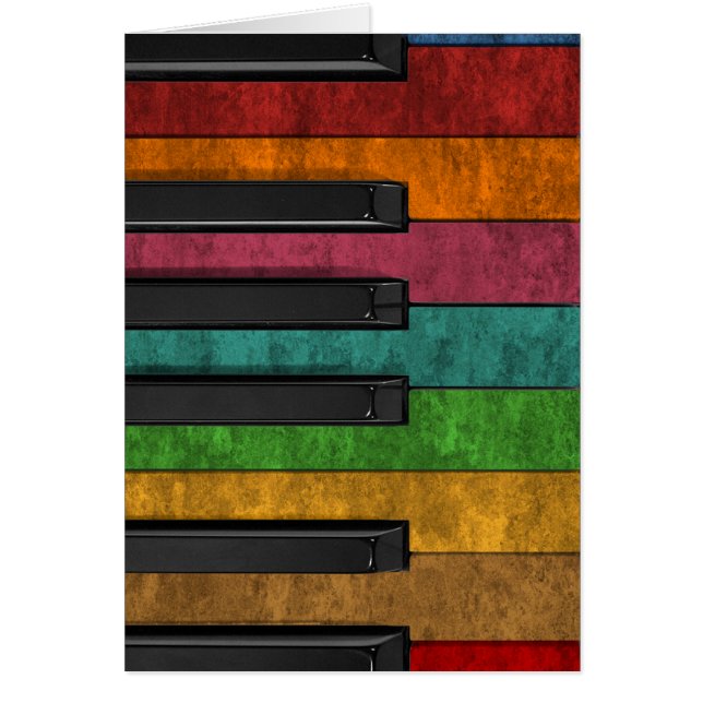 Coola, färglös, antik grunge, piano hälsningskort (Framsidan)