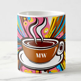 Coola färglös popkonst stil med anpassningsbar ini kaffemugg