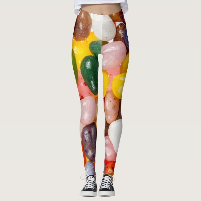 Coola färglös söt Påsk Jelly Beans Candy Leggings (Framsida)
