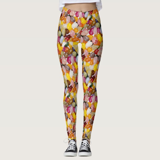 Coola färglös söt Påsk Jelly Beans Candy Leggings (Framsida)