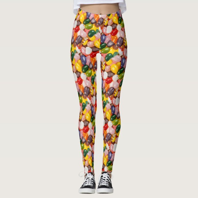 Coola färglös söt Påsk Jelly Beans Candy Leggings (Framsida)