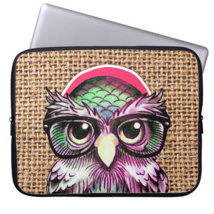Coola färglös tatuering väser Uggla med fina glasö Laptop Sleeve