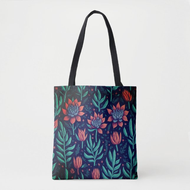 Coola Färglöst Grönt Succulents Red Blommönster Tygkasse (Framsida)