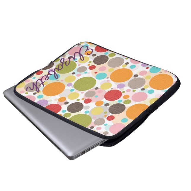 Coola färglöst trendig giftiga bubblor polka dots laptop sleeve (Framre botten)