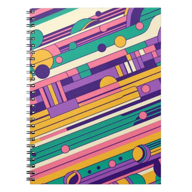 Coola, färgstark 80s/90s, designad anteckningsbok (Framsidan)