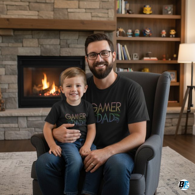 Coola Färgstark "GAMER" PAPPA | Fars dag T-Shirt (Skapare uppladdad)