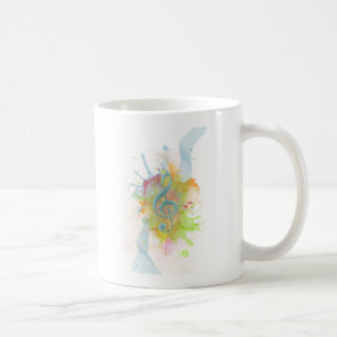 Coola färgstarka vattenfärgstänk musik noter kaffemugg