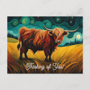 Coola Farm Highland Cow Thinking You Vykort