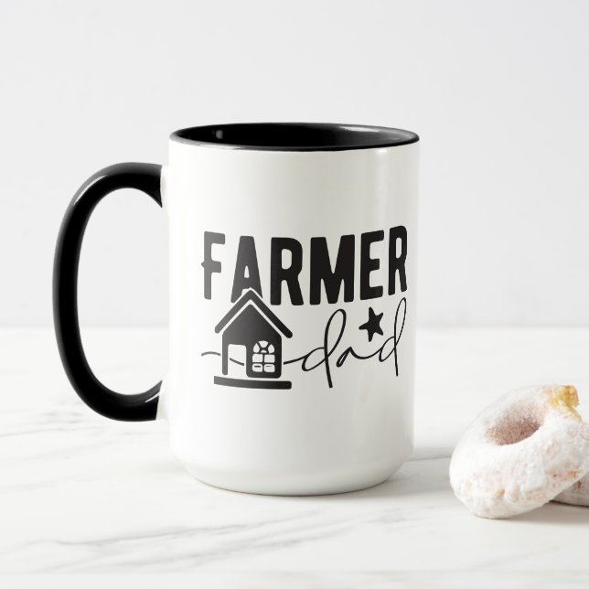 Coola Farmer Pappa ord art lägg till monogram Mugg (Med munk)