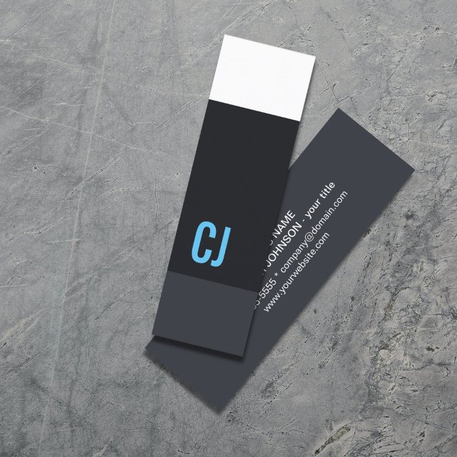 Coola Färsk blå vit Rand monogramkonsult Mini Visitkort (Skapare uppladdad)