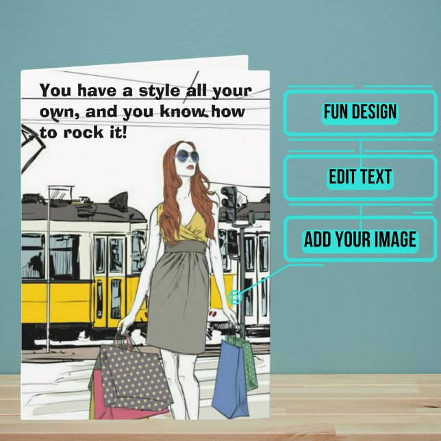 Coola Fashionista Sentimental Birthday Kort (This sentimental card is for that special woman in your life with a cool sense of style.)