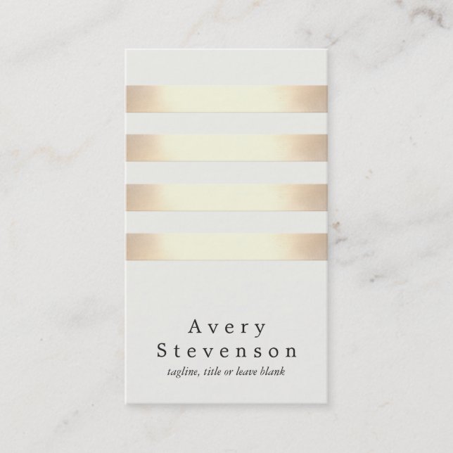 Coola Faux Gold Foil och White 4 Stripe Modern Visitkort (Framsida)